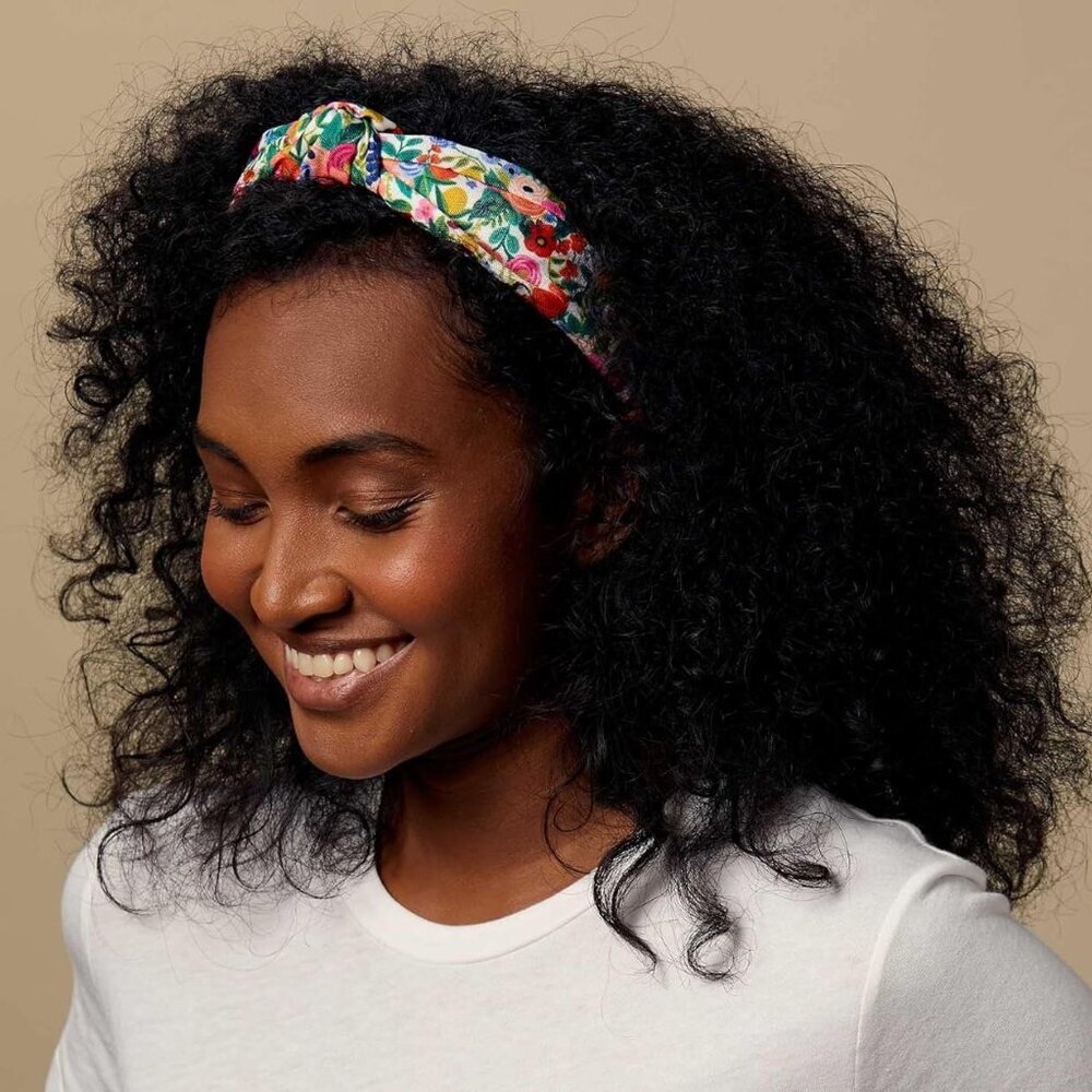Garden Party Knotted Headband, Bright Floral Pattern, Design Printed Fabric Over - Picture 2 of 4